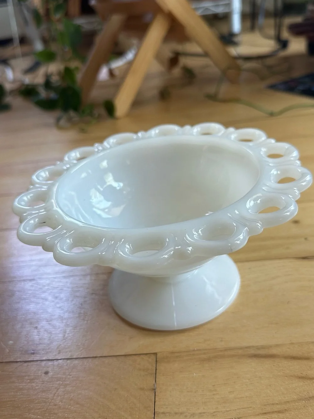 Anchor Hocking White Milk Glass Loop-Edge Serving Bowl